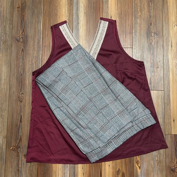 Croft and Barrow Straight Leg Plaid Pleated Elastic Waist Trouser Pant Size L - Picture 1 of 5